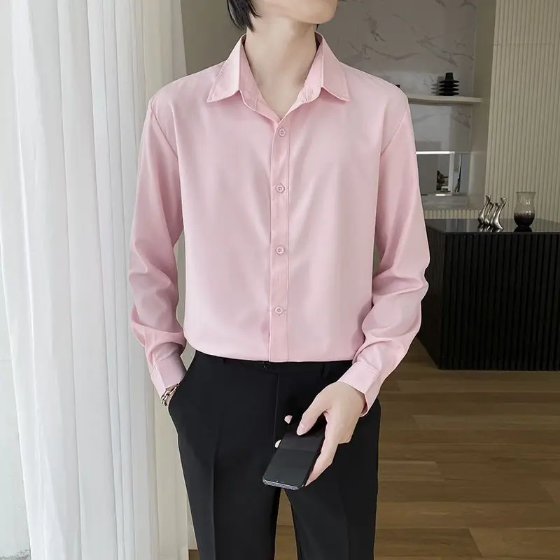 

Spring Autumn Formal Wear Shirt for Men Without Ironing Korean Style Casual Shirt for Men Business Best Man Jacket Top for Men