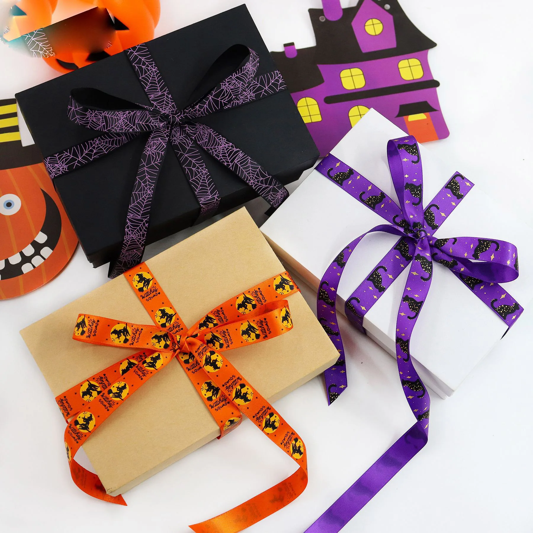 Halloween Ribbon Halloween Party Scene Decoration Bow Headpiece DIY Flower Gift Box Packaging Ribbon