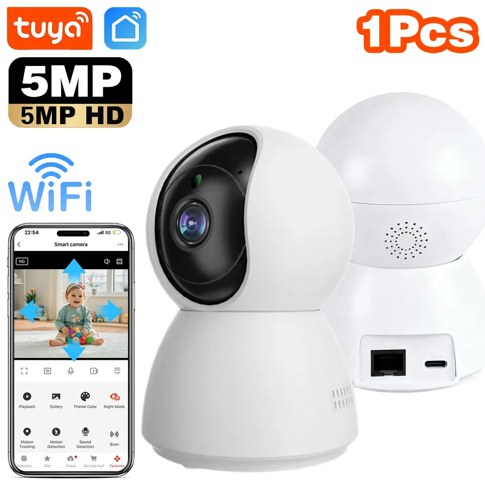 �y�Z�[�����z�V����Tuya IP�J���� 5MP Wifi�r�f�I�Ď��J���� HD�i�C�g�r�W���� �o�������� �����ǐ� �N���E�h �X�}�[�g�z�[�� PTZ�J����