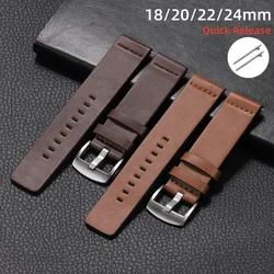 18mm 20mm 22mm 24mm Cowhide Watch Band Quick Release Strap Genuine Leather Watchband Universal Wrist for Omega Watch Accessories