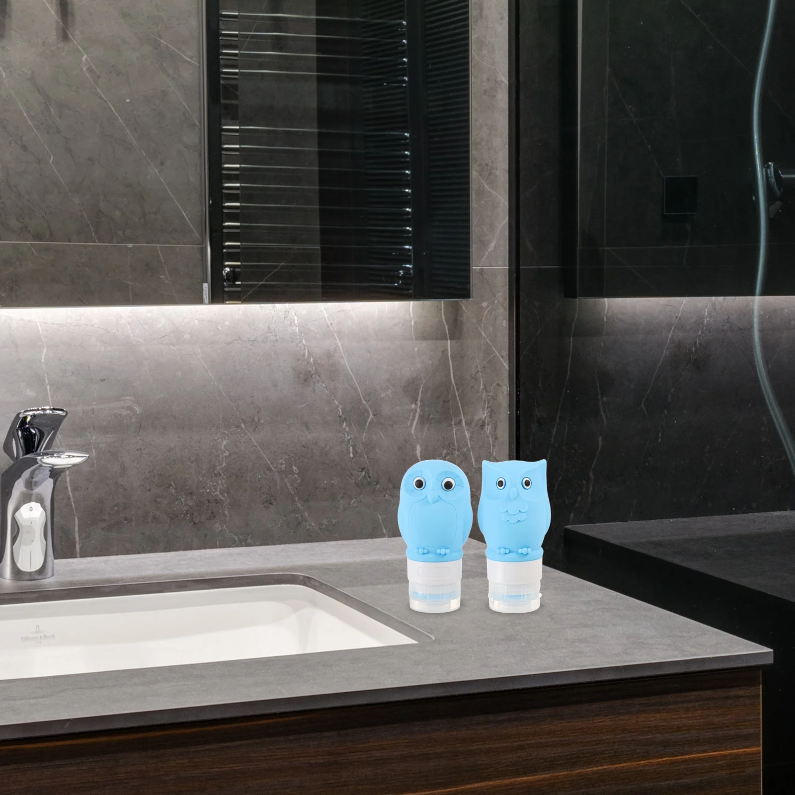2Pcs Cartoon Owl Silicone Travel Bottles Leakproof Refillable Shampoo Lotion Containers Portable Travel Bottle Makeup Remover