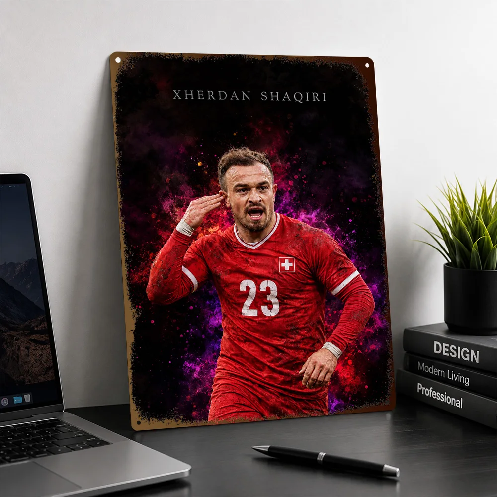 Xherdan Shaqiri Football Textured Poster Personalized Aluminum Metal Sign Matchday Hero Style Wall Art Made For Dedicated Fans