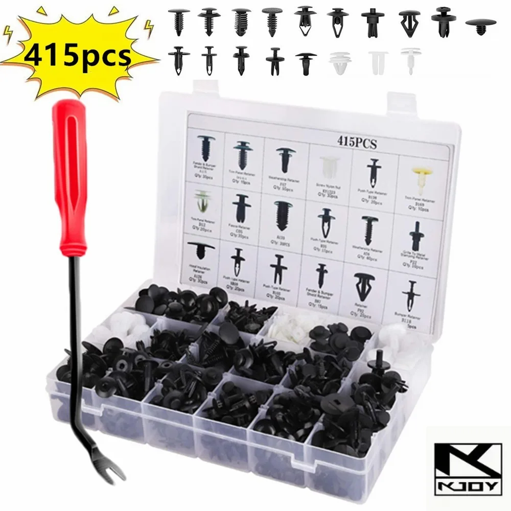 KKJOY Mixed Size Plastic Rivet Clips for Bumper Fender Door Trim Panel Fix Used for Various Car Models