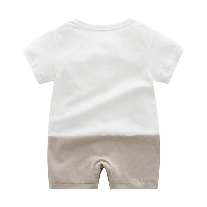 Gentleman's Bow Tie Short-Sleeved Baby Boy's Fart Clothes Baby Short-Sleeved Harem Summer Jumpsuit 100-Day Dress Thin Section image 2