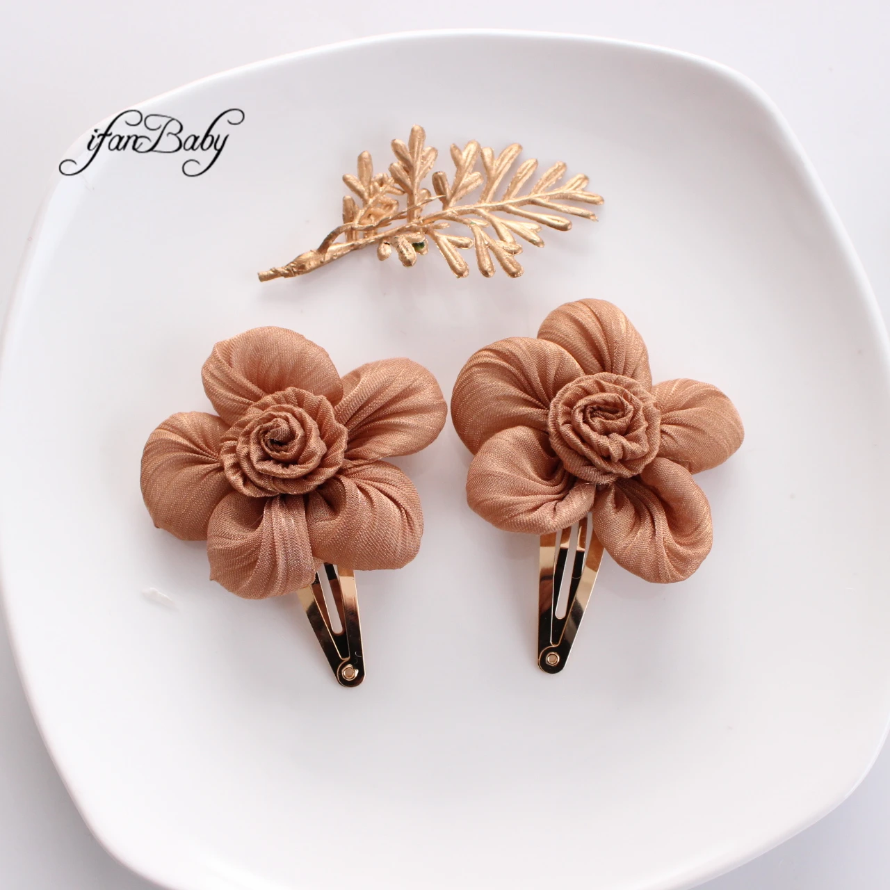 Fashion Flower Clips BB Floral Pin Headwear Baby Kids Girl Hair Accessories 2 PCS/SET