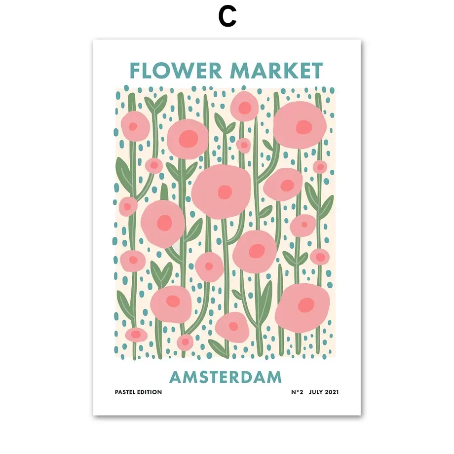 الكلاسيكية مجردة جدار الفن زهرة السوق بوهيميا HD قماش طباعة المشارك غرفة المعيشة المنزلي غرفة نوم اللوحة الزخرفية #6