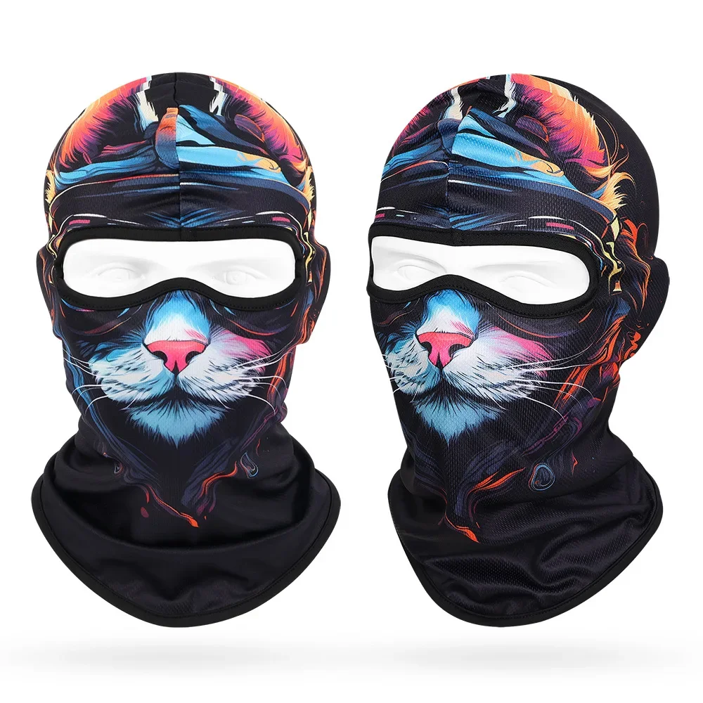 3D Animal Printed Balaclava Men's Full Face Shield Head Cover Dry Quick Motorcycle Hat Helmet Liner Caps Women Cycling Headgear