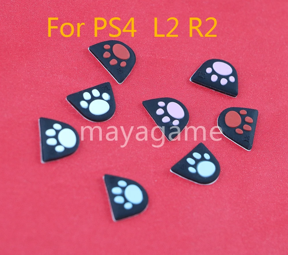 OCGAME 20sets=40pcs Cat Paw Custom Design Silicone Trigger Buttons Sticker Case Cap for PS4 Controller L2 R2 Button Cover