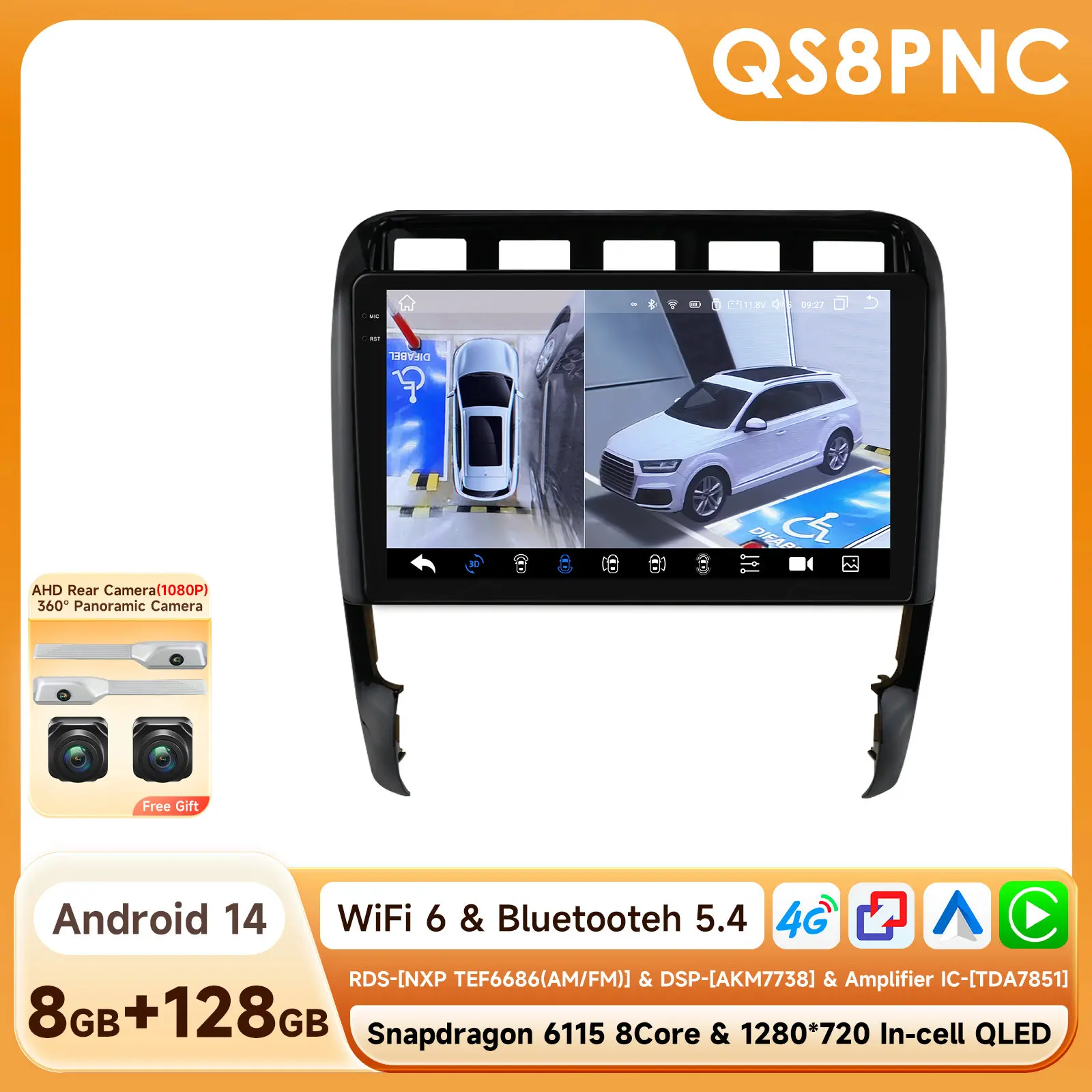 8G 128G CarPlay Android Auto autoradio voor Porsche Cayenne 1 9PA 2002 - 2010 GPS Intelligent Systems Stereo Multimedia autoradio