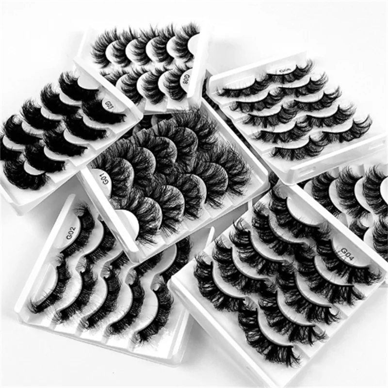 

5 pairs 8D Fluffy Multilayer Lashes 15-26mm Black cotton Band Natural Soft Mink strip thick False eyelashes extentions