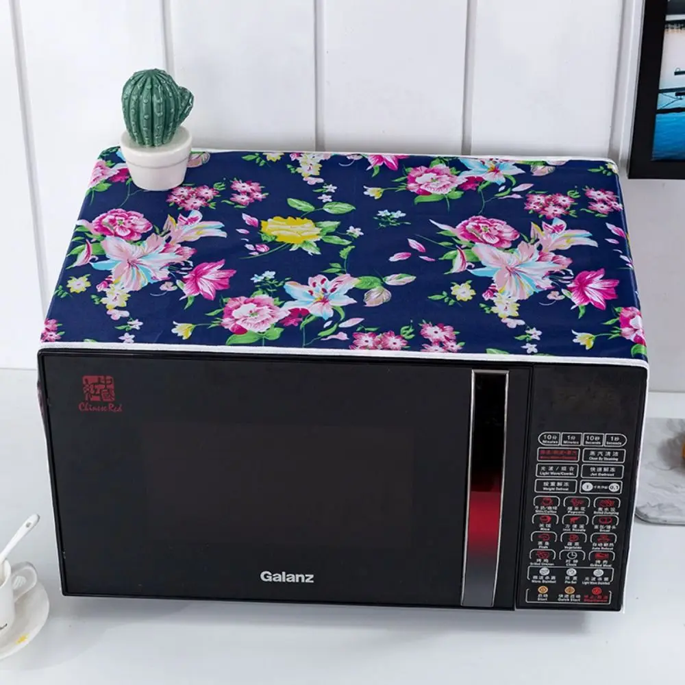 Microwave Dust Cover Cartoon Tree Leaf Printed Microwave Top Dust Cover Cloth with Storage Pocket Waterproof Oven Cover