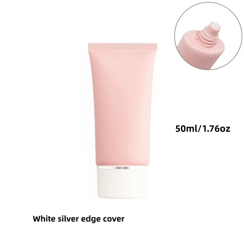 

10 штук розовых плоских тюбиков объемом 50 мл для образцов упаковки лосьона, крема для лица и других инструментов для косметической упаковки