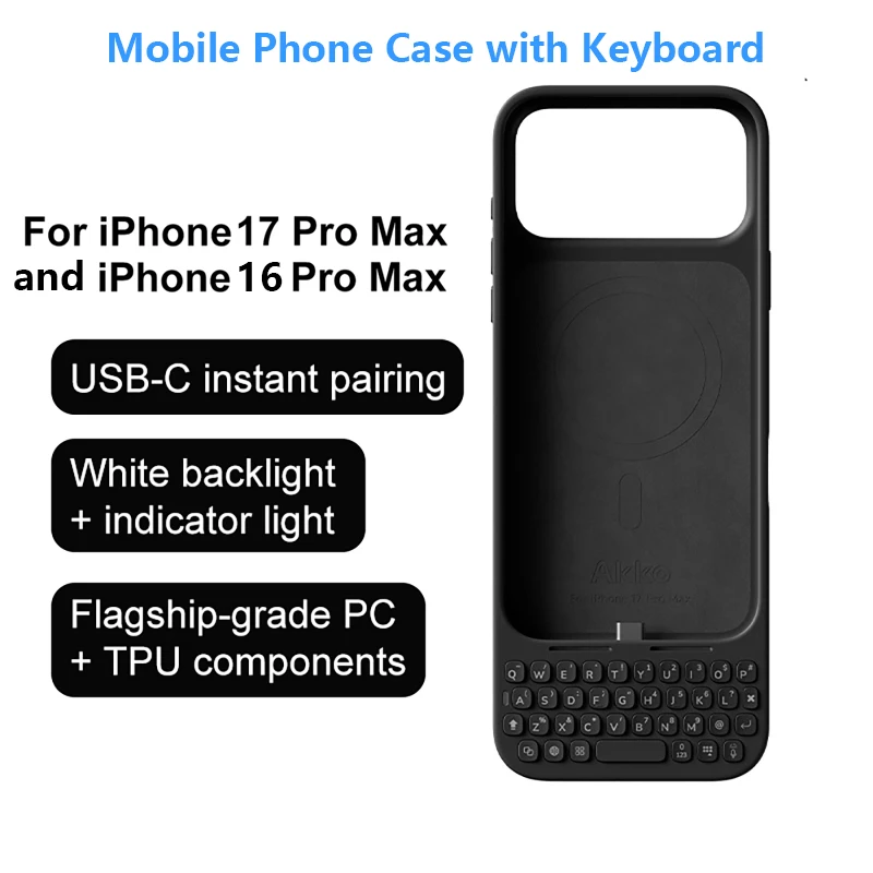 Mobile Phone Case with Keyboard External Keyboard Magnetic Suction All-in-One Phone Case Compatible with iPhone 16/17 Pro Max