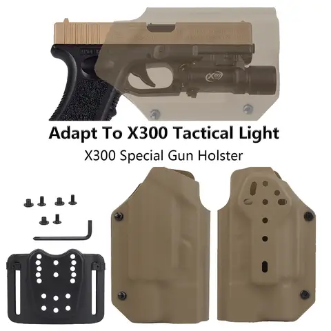 Kydex 홀스터 GLOCK 17 19 19X 22 23 34 35 45 SF X300 X300U 손전등 사냥 Airsoft 홀스터 경량 맞춤 9mm .40 오른손