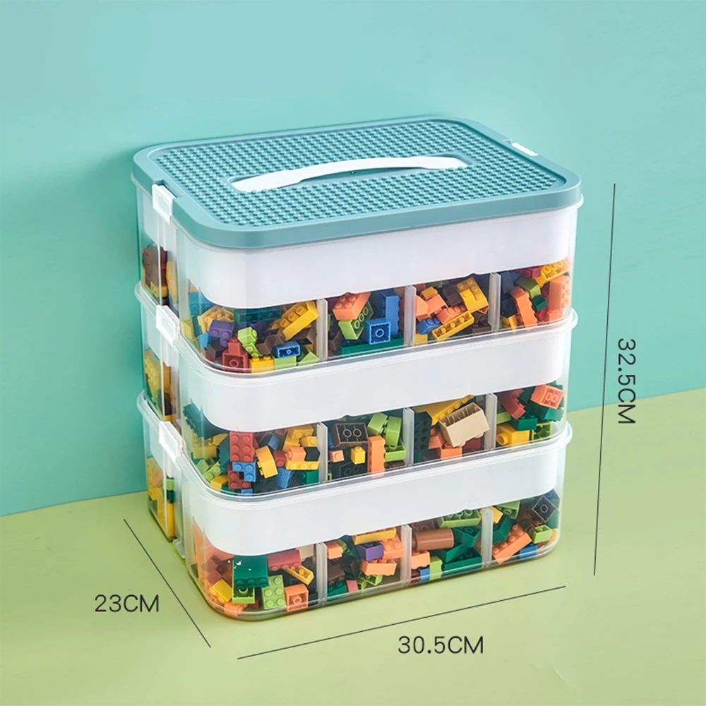 3-lagige Kinder-Baustein-Aufbewahrungsbox, stapelbarer Kleinteilebehälter, sortierter kleiner Aufbewahrungsbehälter, Spielzeug-Organizer-Box