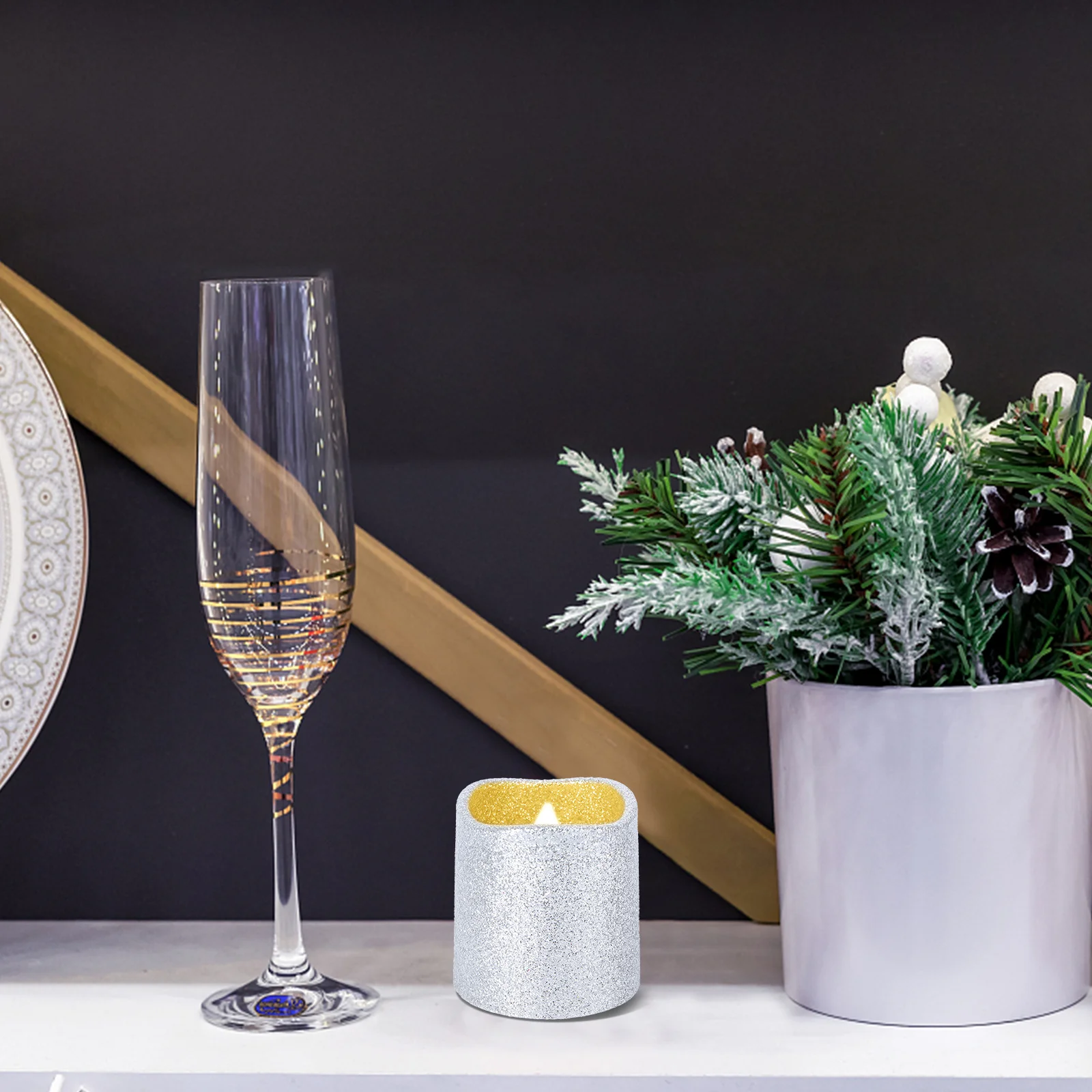 12 قطعة أضواء كهربائية لامعة عديمة اللهب Led الشموع لحفل زفاف عيد الميلاد المنزل مقهى زخارف للحانات الإضاءة