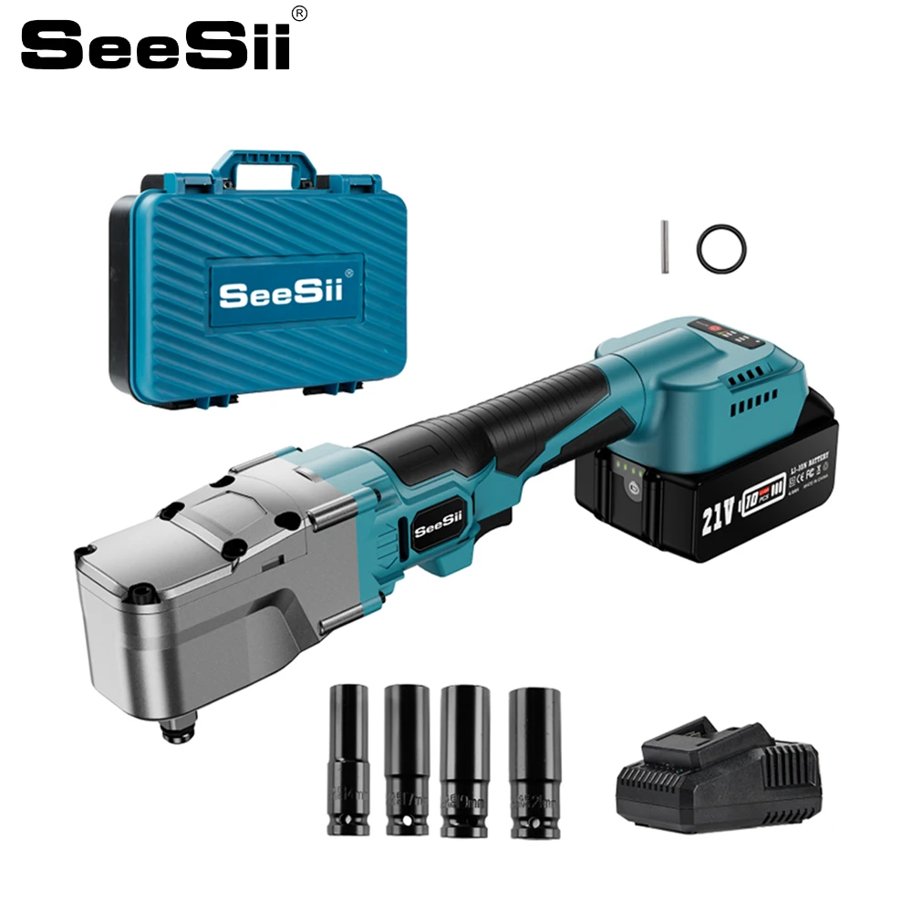 

SEESII 1/2'' Right Angle Impact Wrench 300N.m Brushless Electric Ratcheting Wrench Car Repair Power Tool for Makita 18v Battery