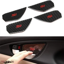 Car Accessories Interior Carbon Fiber Car Inner Door Handle Bowl Cover Trim Badge Compatible for Honda Civic 2016-2021