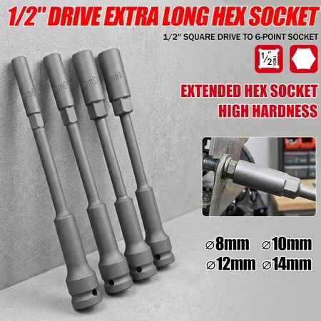 8/10/12/14MM Extra Long Thin Wall Socket 200mm: Hex Nut Socket Wrenches Automobiles Motorcycle