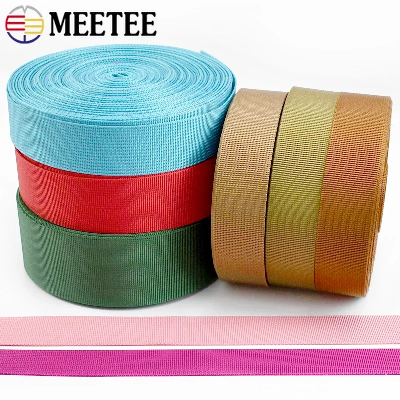 5M Meetee 20-50mm Nylon Webbing Band 1mm Thick Ribbon Backpack Luggage Strap Tape Bias Binding DIY Bag Clothes Sewing Accessory