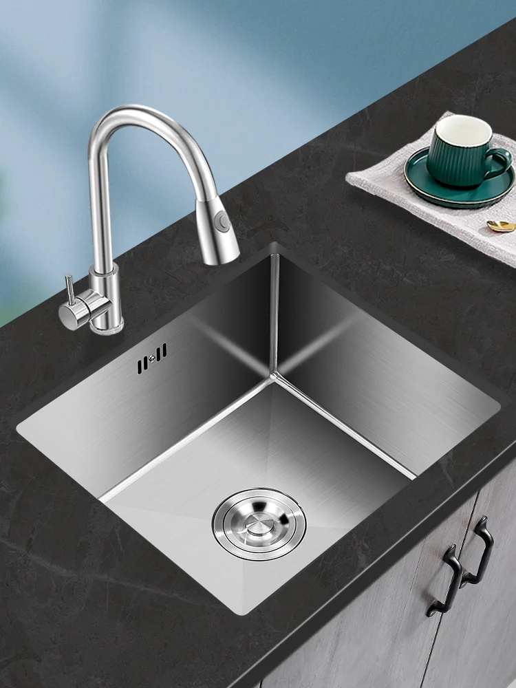 Brushed handmade sink, single slot, small size, mini bar, balcony, kitchen