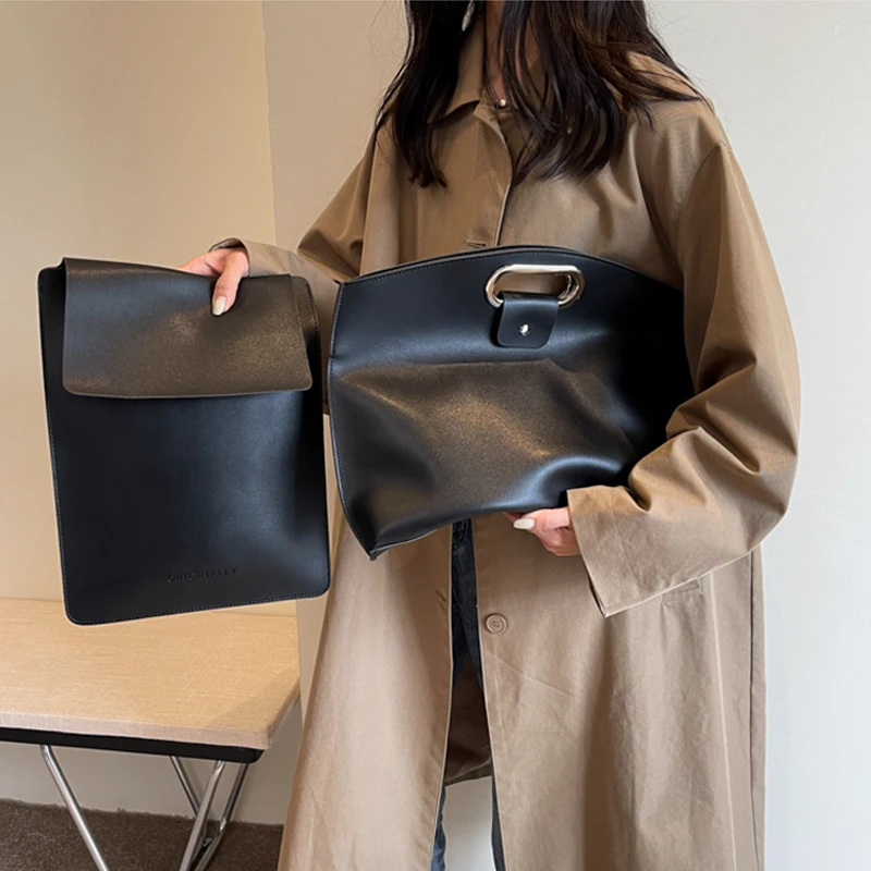 حقائب للنساء موضة جديدة سعة كبيرة حمل حقيبة مزاجه التنقل حقيبة كمبيوتر محمول الذكور حقيبة بولي PU أنيقة مخلب الحفلات