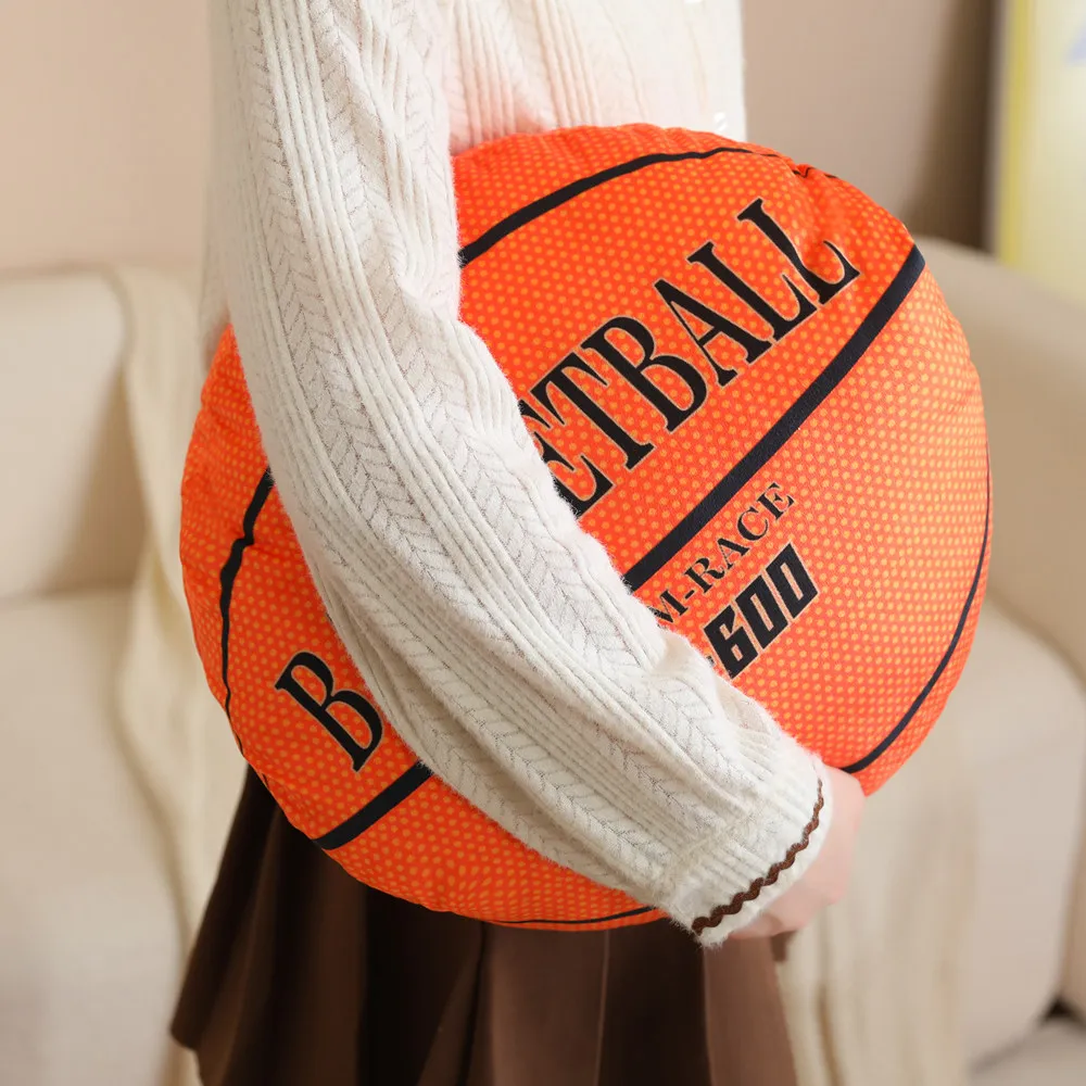 Fun Soft 3-in-1 Basketball Plush Doll Pillow Hand Warm Blanket Orange Basketball Plush Home Decor Birthday Gift For Boyfriend