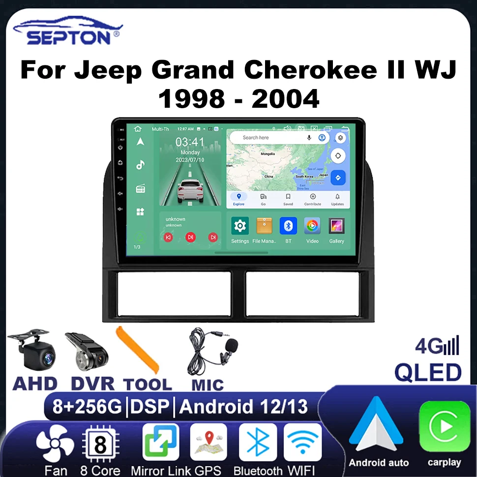 

SEPTON Android Car Radio for Jeep Grand Cherokee II WJ 1998-2004 Navi GPS Wifi CarPlay 2Din Multimedia Player 8core 4G Autoradio