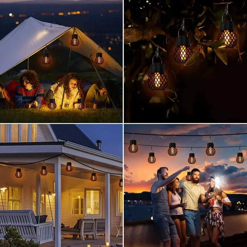 Imagem -05 - Led ao ar Livre Impermeável Lanterna Pendurada Jardim Decoração Lâmpadas Solar Luz de Fadas para Pátio Quintal Efeito de Chama 18 Pcs