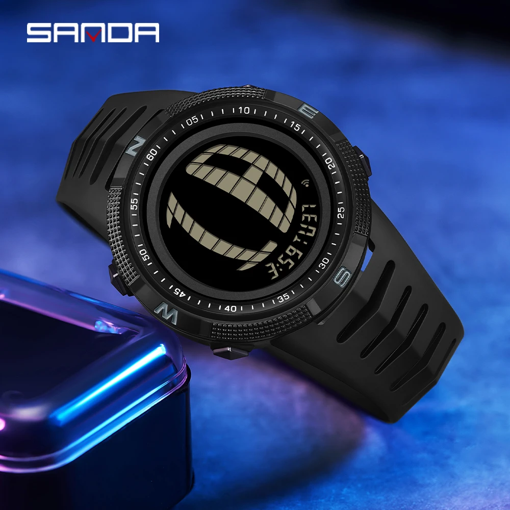 Fashion SANDA 6214 Sports Student Electronic Watch Multi functional Waterproof LED Large Dial Men's Electronic Digital Watch