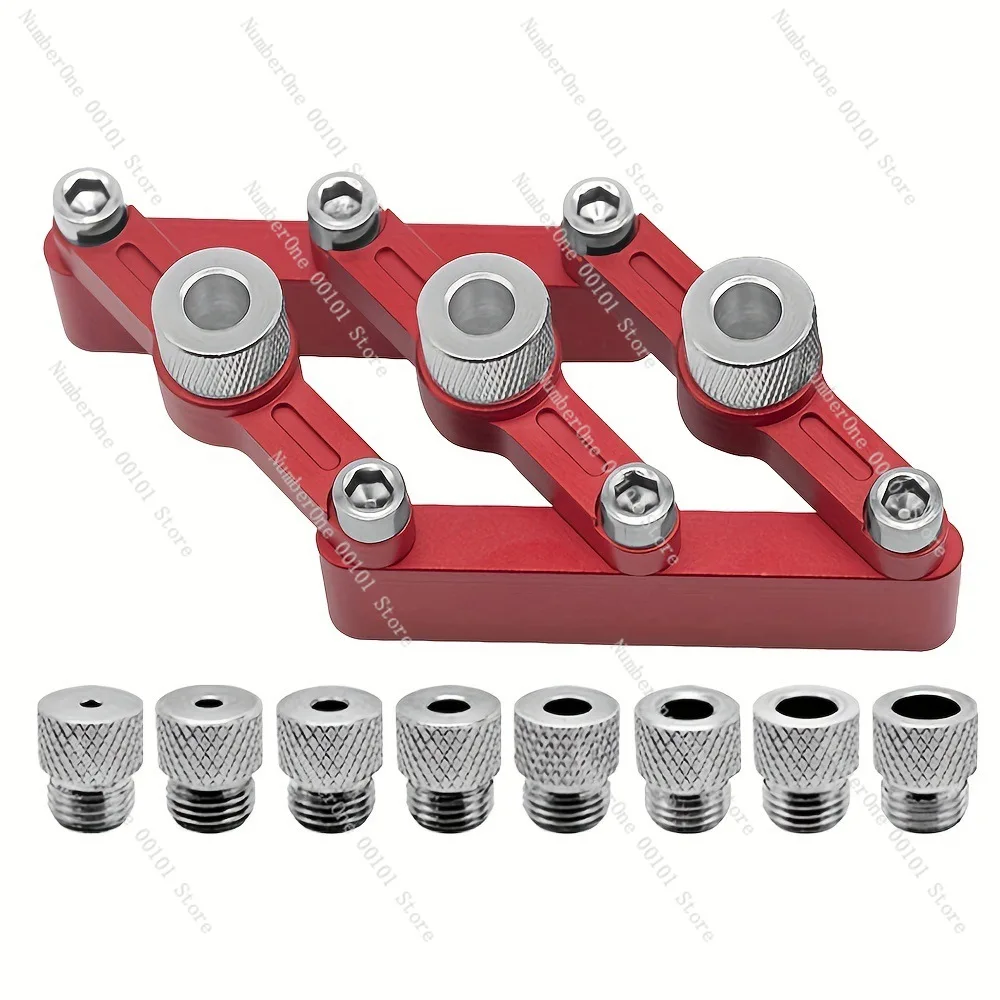 Woodworking self-centering tenon fixture 3-10mm 3-in-1 90-degree straight hole punching positioner, panel furniture DIY