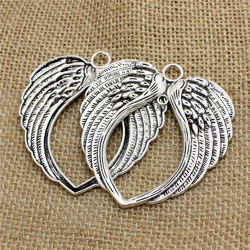 5 Pcs/Lot 65*69mm 5 Color Vintage  Angel Wings Charm Metal  Big Angel Wings Charms Pendant For Jewelry Making