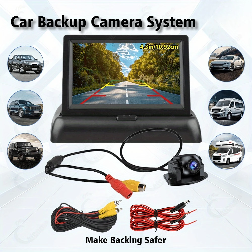 4.3 inch Folding Display Car Camera - Rear View Monitor with Durable Camera,Perfect for Sedans, Pickup Trucks, RVs and SUVs