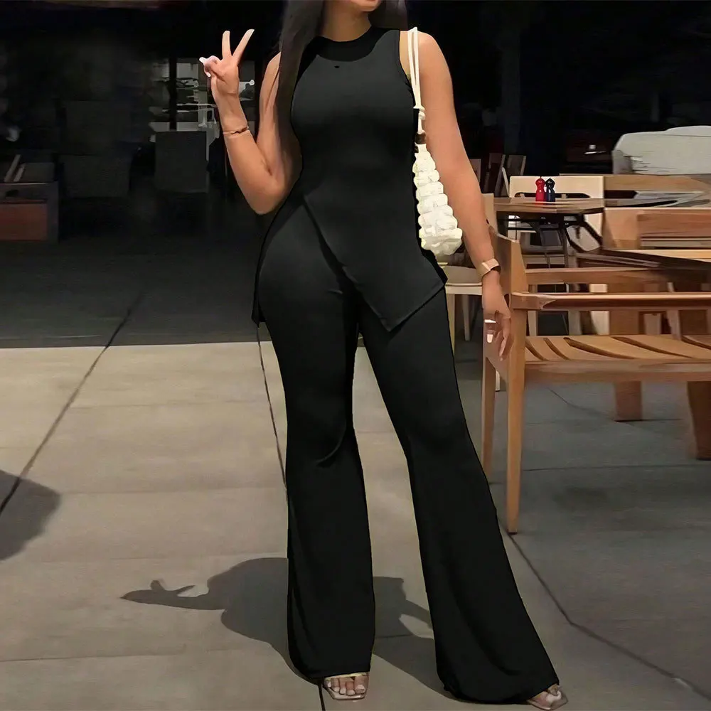 

International Station Tk Plus Size Women's Fashion Set Summer Sleeveless Top Wide-leg Casual Pants Two-piece Set