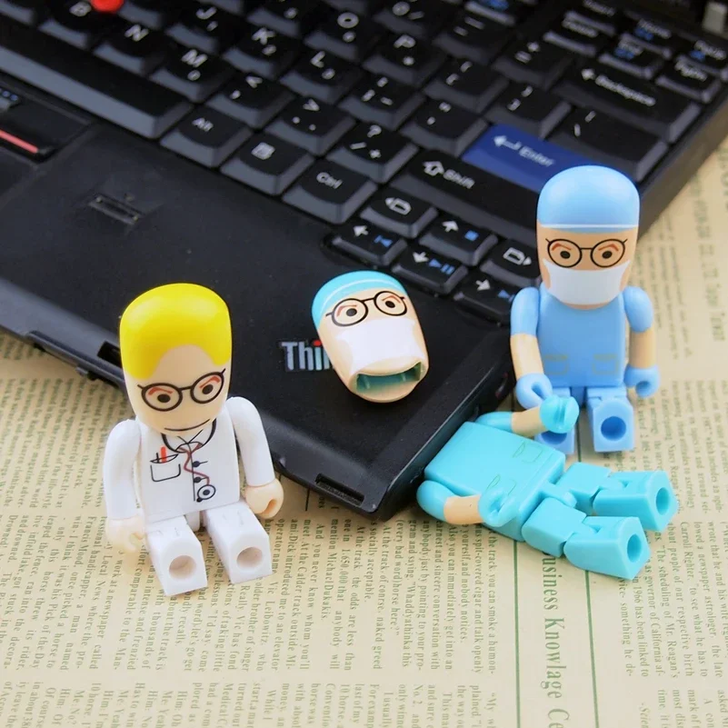 Cartoon Doctor USB 2.0 Flash Drive 128GB Silicone Nurse  Memory Stick 64GB Creative Gift Pen Prive 32GB16GB Gifts For Children