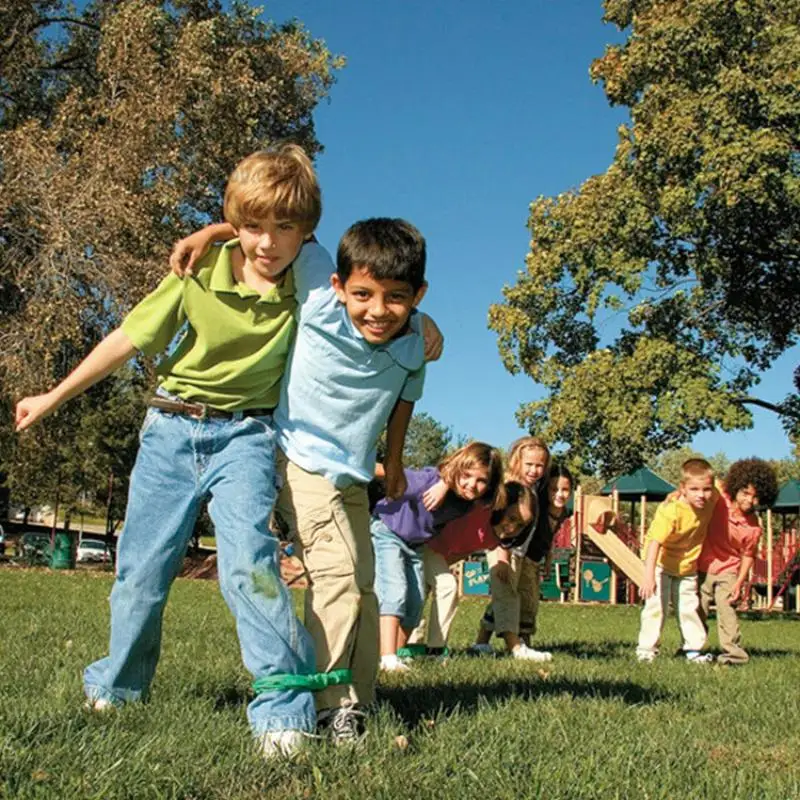 

4Pcs Three Legged Race Bands Elastic Tie Rope Team Building Games For Kids Backyard Party Supplies