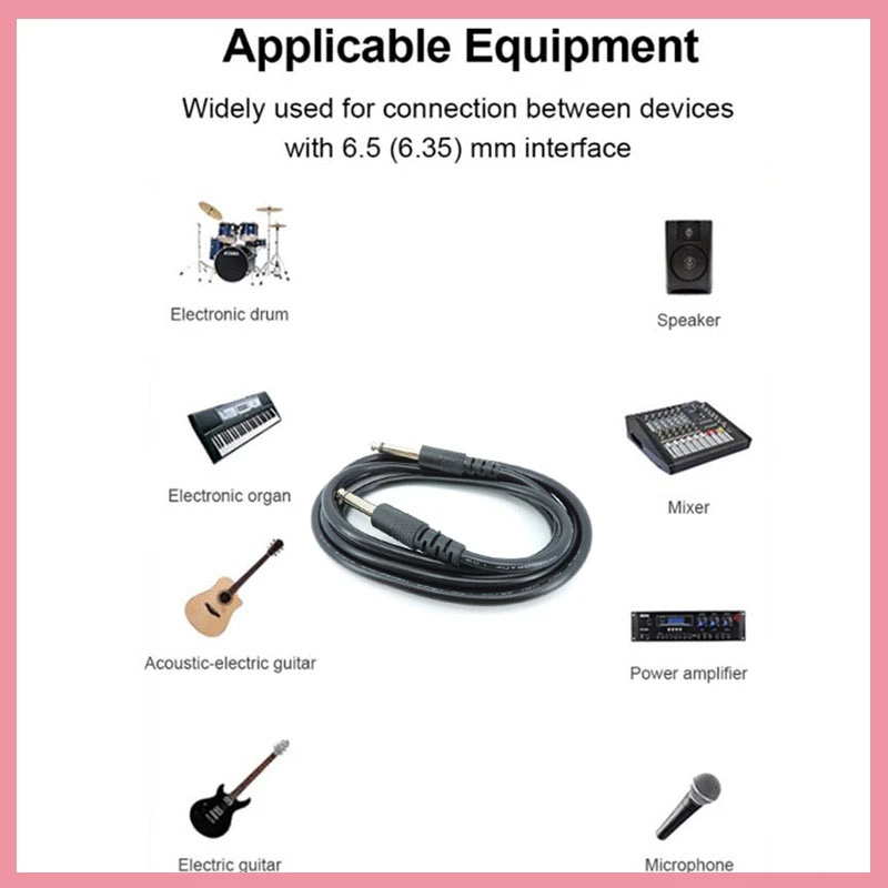 6.5mm Male Jack To Male Audio Cable Mono Instrument Av Guitar Cable For Electric Guitar Mixer Amplifier 1/4 Inch Male B6