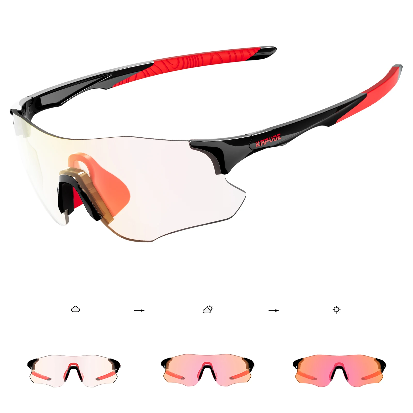 

KAPVOE UV400 очки для горного велосипеда, красные фотохромные солнцезащитные очки для бега, спортивные мужские синие марафонские велосипедные очки