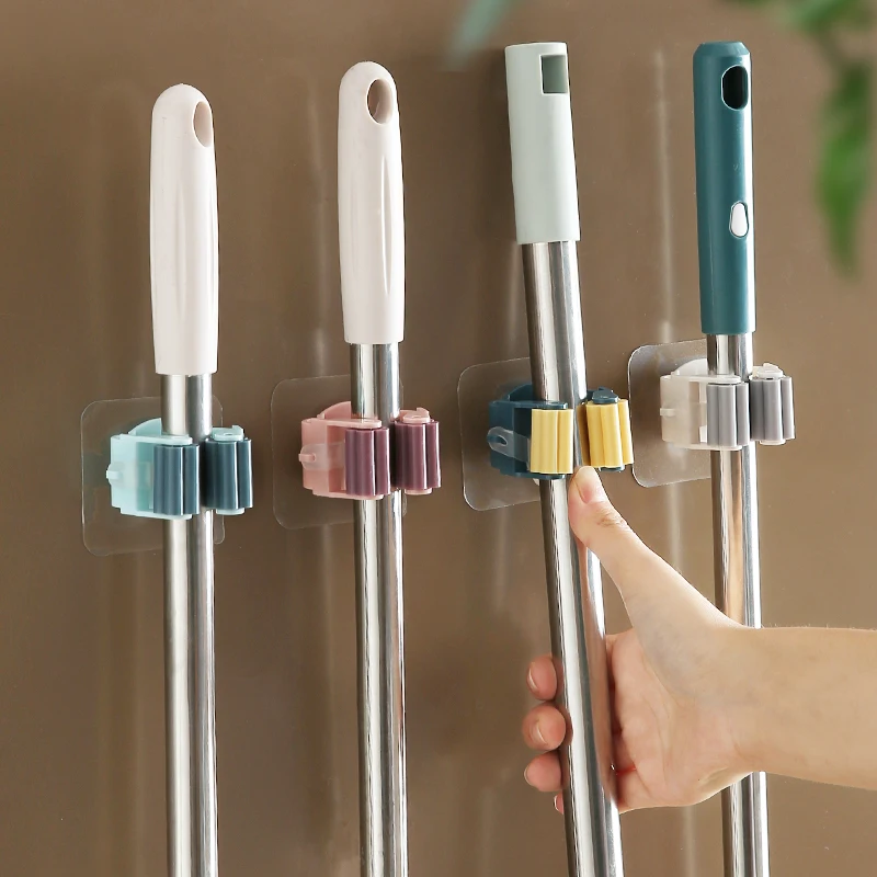 High Quality Home Storage Rack Bathroom Suction Hanging Pipe Hooks Wall Mounted Mop Organizer Holder Brush Broom Hanger