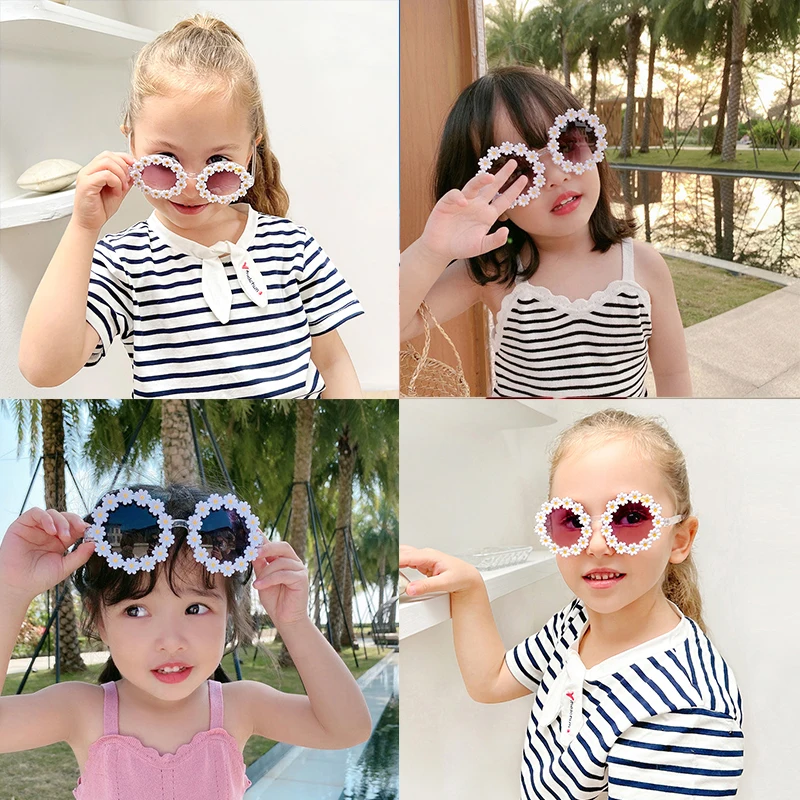 New Kids Sunglasses Children Round Flower Sunglasses Girls Boys Baby Sport Shades Glasses UV400 Outdoor Sun Protection Eyewear