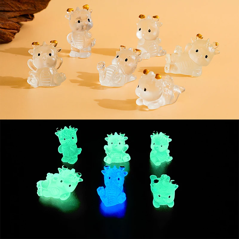 Cartoon Mini Luminous Little Dragon Figures Micro Landscape Decoration Car Dashboard Home Garden Ornaments