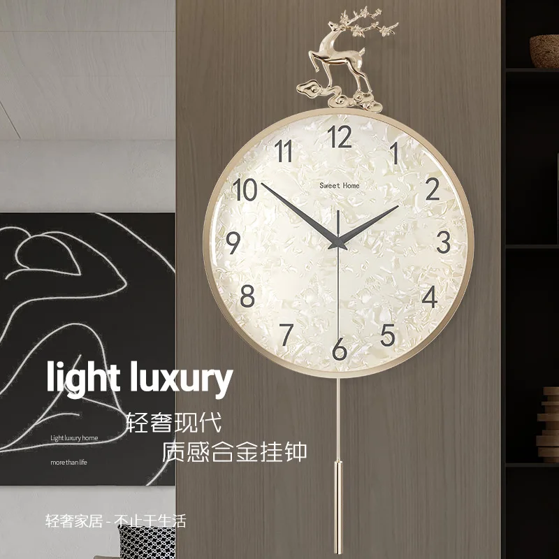 Internet celebrity light luxury wall clock living room simple modern atmosphere pure copper  home fashion high-end