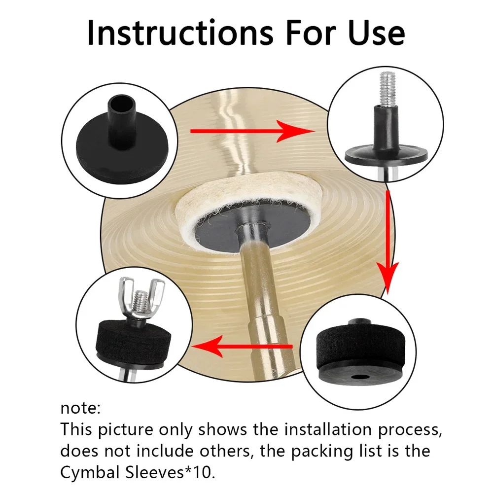 IRIN 10Pcs/Set Drum Set Cymbal Holder Plastic Flange Connect Stand Rustproof Cymbal Sleeves Percussion Instrument Accessories