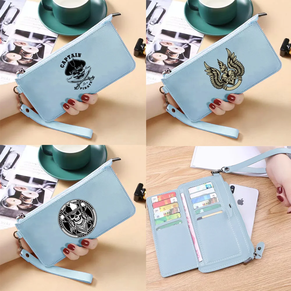 

Long Money Bag Simple and Durable High-quality Skull Pattern Printing Series Clutch Bag Fashion Coin Pouch Id Card Holder