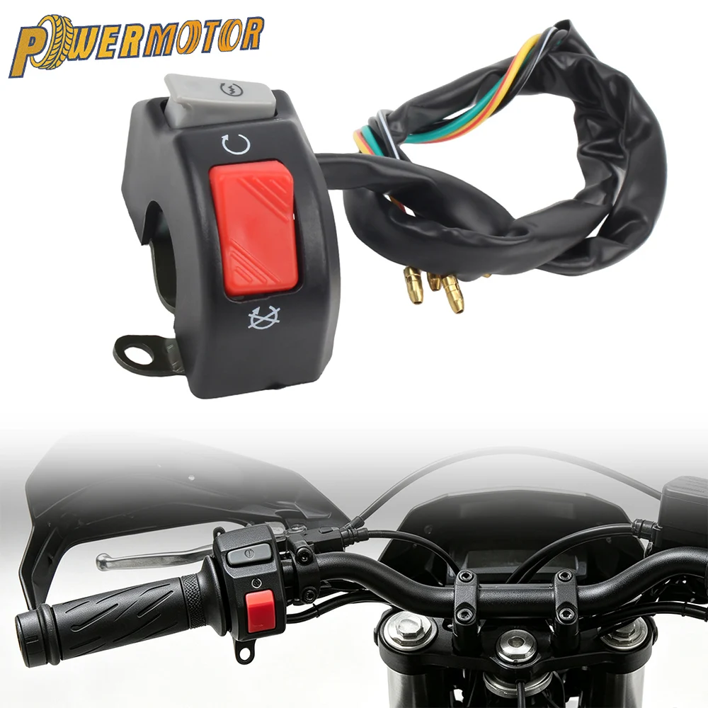 Motorcycle Control Switch Universal Handlebar Flashing Fog Headlight Horn Start Kill Switch ON OFF Button 12V Snowmobile