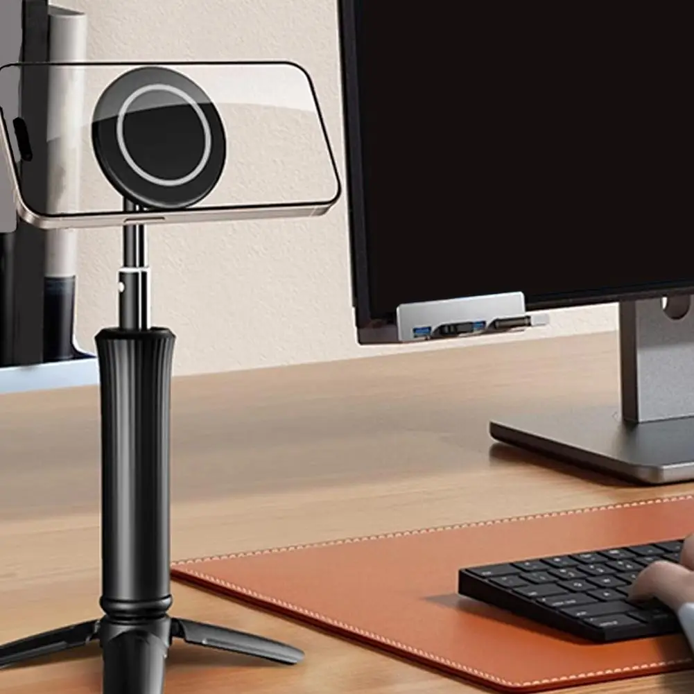 

Магнитный держатель для телефона, настольный автомобильный аксессуар для палки для селфи, портативный регулируемый штатив для телефона, подставка для планшета, путешествия, фотографии W9D2