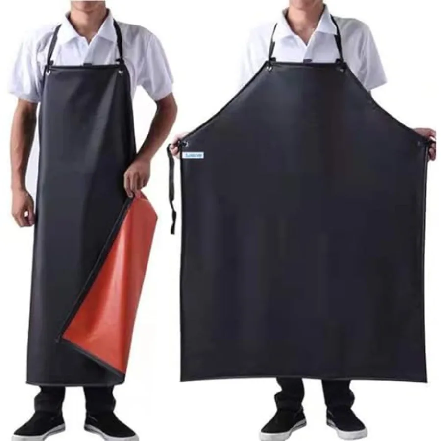 

Lchkrep Men's Waterproof Apron Black, Lightweight Vinyl Aprons Rubber Apron for Dishwashing, Butcher apron