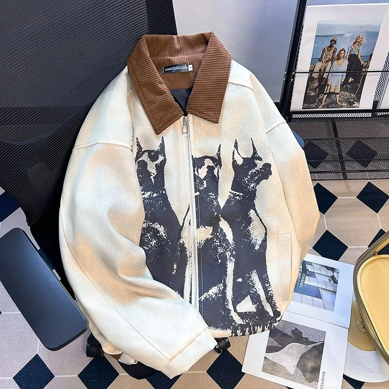 

Американская спецодежда в стиле ретро, мужская свободная окрашенная одежда, осень-зима, большие размеры 250, модное брендовое пальто для пар