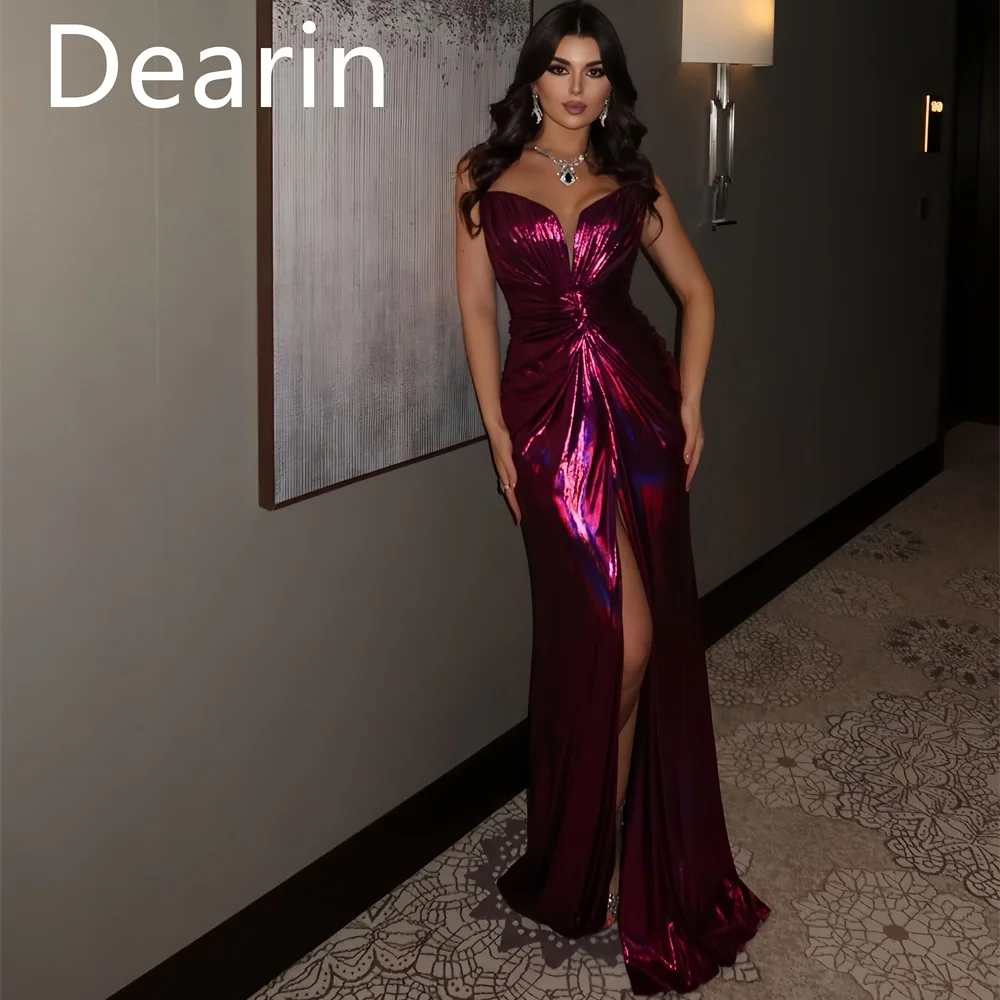 Customized Formal Gown Women Evening Dearin V-neck Column Floor Length Skirts Vertically Bespoke Occasion Dresses Prom Dress