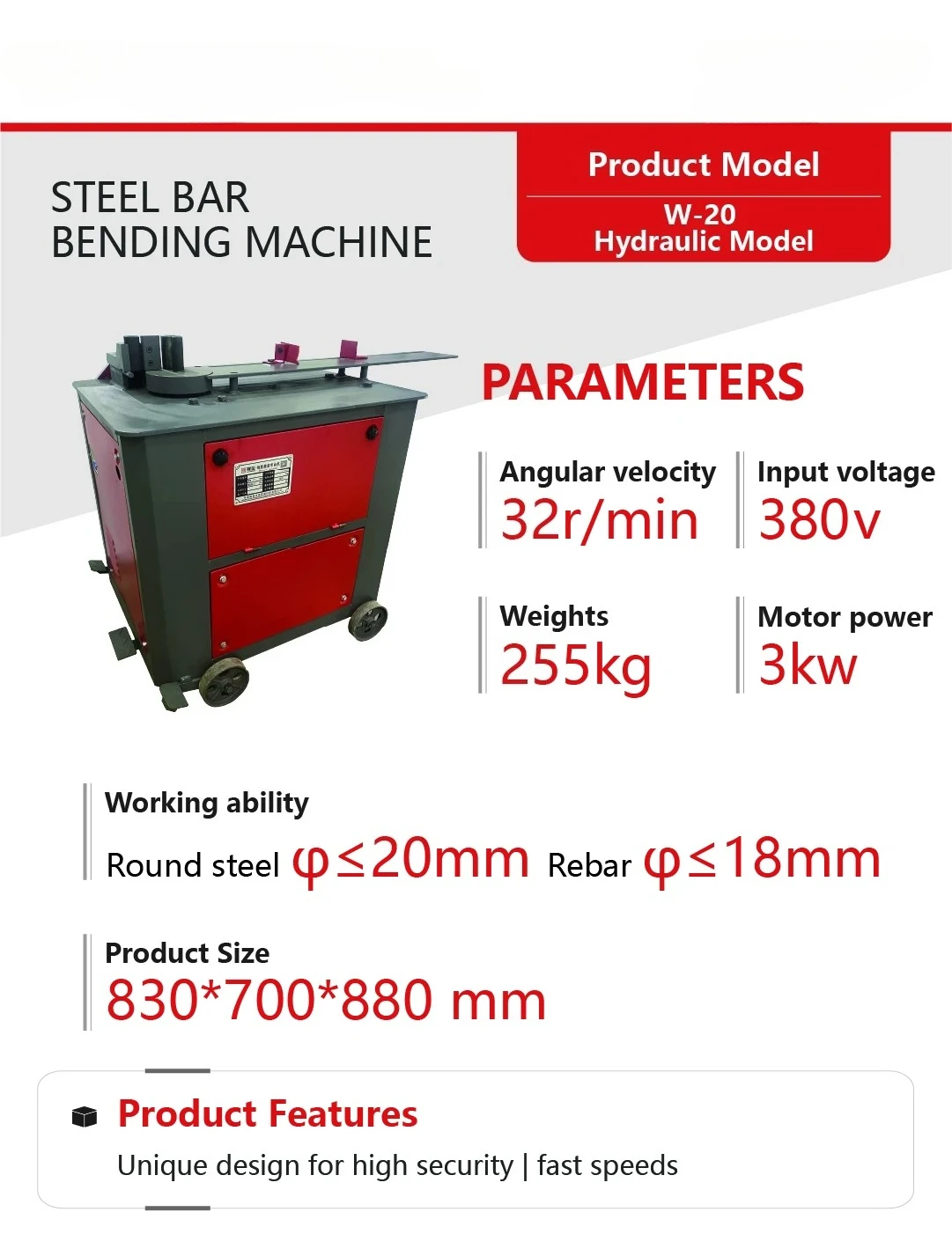 High Quality Rebar Bending Machine Hydraulic Steel Bar Bending